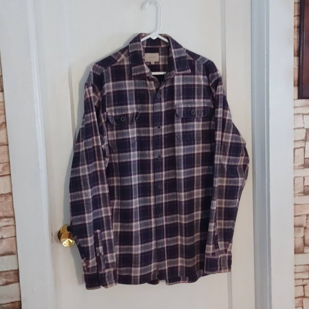 Jachs flannel shirt men's size large tall plaid flannel